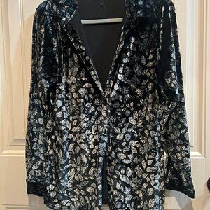 90's Vintage Black and Silver Floral Brocade Blazer